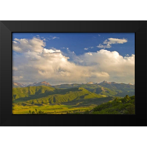 CO, Aspen, Summer sunset on green mountain vista Black Modern Wood Framed Art Print by Lord, Fred