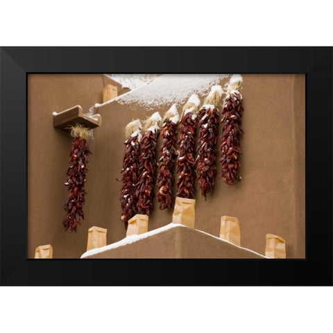 New Mexico, Santa Fe Chili pepper ristras Black Modern Wood Framed Art Print by Grall, Don