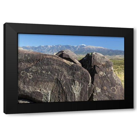 New Mexico, Three Rivers Petroglyph etchings Black Modern Wood Framed Art Print by Paulson, Don