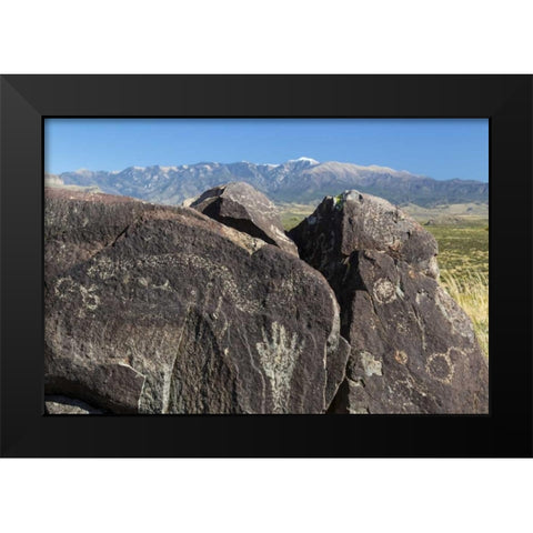 New Mexico, Three Rivers Petroglyph etchings Black Modern Wood Framed Art Print by Paulson, Don
