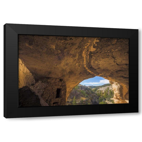 New Mexico, Gila Cliff Dwellings NM Inside ruins Black Modern Wood Framed Art Print with Double Matting by Paulson, Don