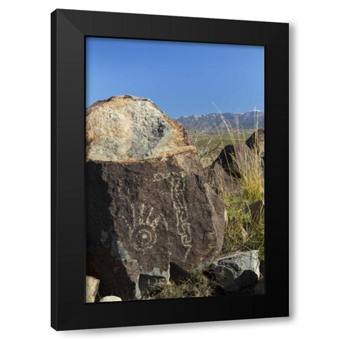 New Mexico, Three Rivers Petroglyph etchings Black Modern Wood Framed Art Print with Double Matting by Paulson, Don