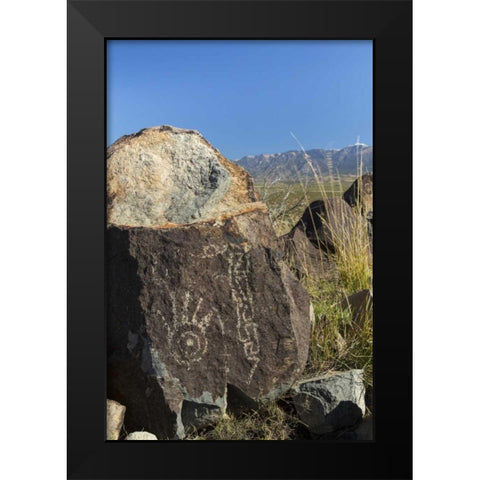 New Mexico, Three Rivers Petroglyph etchings Black Modern Wood Framed Art Print by Paulson, Don