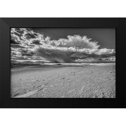 USA- New Mexico- White Sands National Park. Black and white Black Modern Wood Framed Art Print by Jaynes Gallery