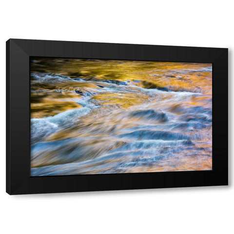 USA-New York-Adirondacks Tupper Lake-autumn reflections at Bog River Falls Black Modern Wood Framed Art Print with Double Matting by Collins, Ann