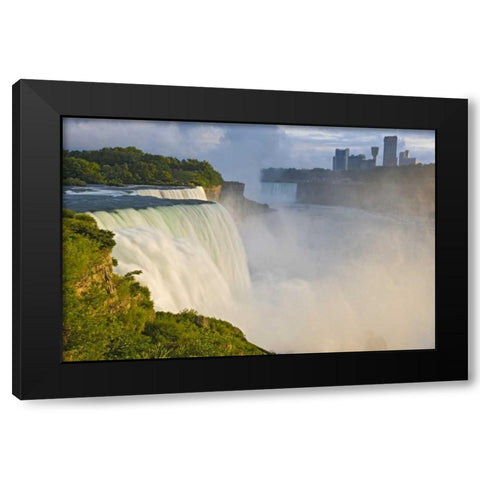NY, Niagara Falls American Falls in foreground Black Modern Wood Framed Art Print with Double Matting by Lord, Fred