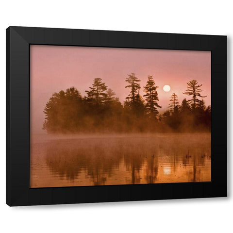 USA, New York, Adirondack Park Sunrise on a lake Black Modern Wood Framed Art Print with Double Matting by OBrien, Jay
