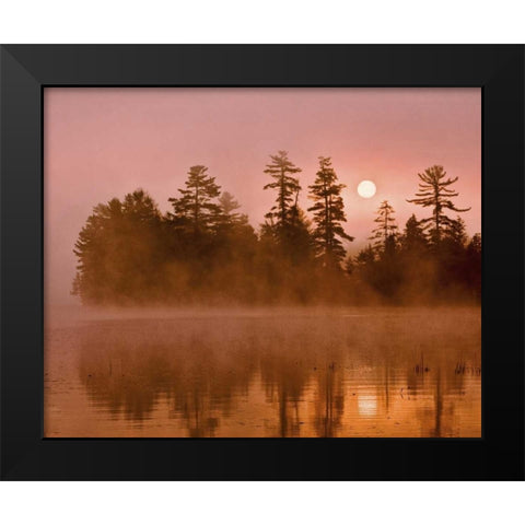 USA, New York, Adirondack Park Sunrise on a lake Black Modern Wood Framed Art Print by OBrien, Jay