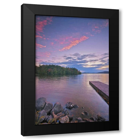 New York, Inlet Pier walkway into Seventh Lake Black Modern Wood Framed Art Print with Double Matting by OBrien, Jay