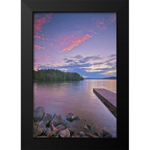 New York, Inlet Pier walkway into Seventh Lake Black Modern Wood Framed Art Print by OBrien, Jay