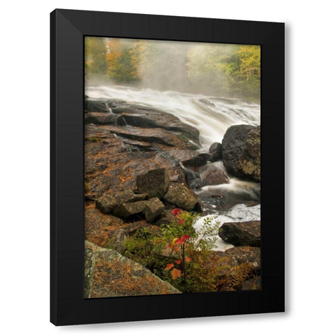 USA, New York, Inlet Mist over rushing stream Black Modern Wood Framed Art Print with Double Matting by OBrien, Jay