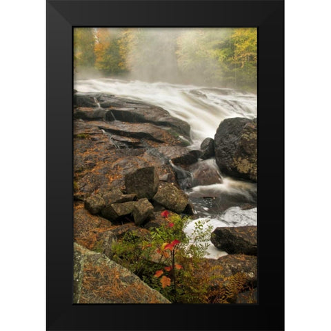 USA, New York, Inlet Mist over rushing stream Black Modern Wood Framed Art Print by OBrien, Jay