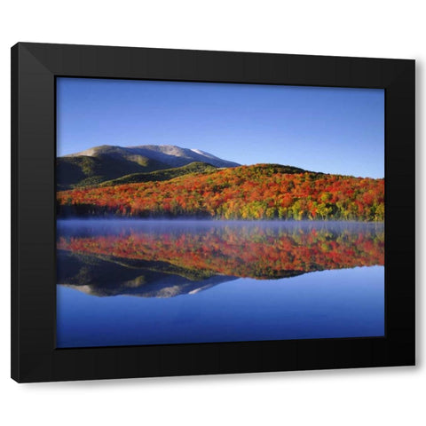 NY, Snowy Algonquin Peak and Heart Lake in fall Black Modern Wood Framed Art Print by Talbot Frank, Christopher