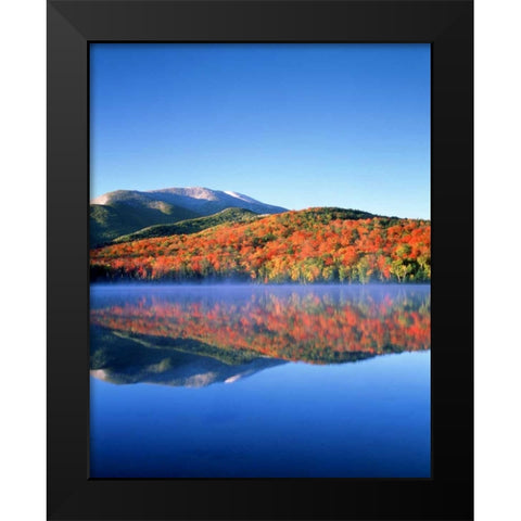 NY, Snowy Algonquin Peak and Heart Lake in fall Black Modern Wood Framed Art Print by Talbot Frank, Christopher