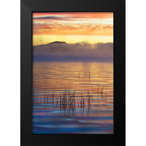 New York, Adirondack Mts Racquette Lake, sunrise Black Modern Wood Framed Art Print by Rotenberg, Nancy