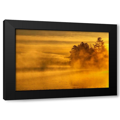 New York, Adirondack Mts Mist on Raquette Lake Black Modern Wood Framed Art Print with Double Matting by OBrien, Jay