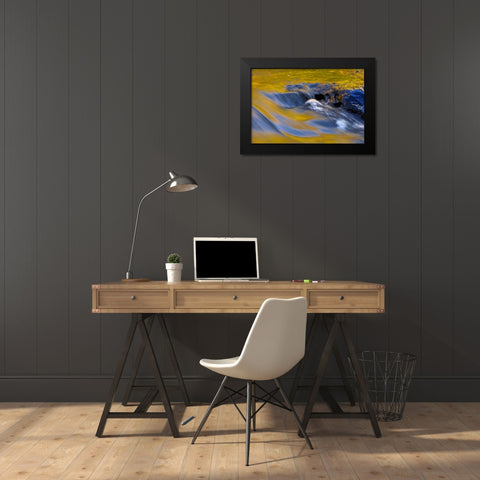 NY, Adirondacks Flowing water on Raquette Lake Black Modern Wood Framed Art Print by OBrien, Jay