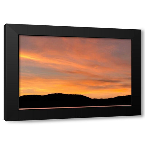NY, Adirondack Mountains Sunset over mountains Black Modern Wood Framed Art Print by OBrien, Jay