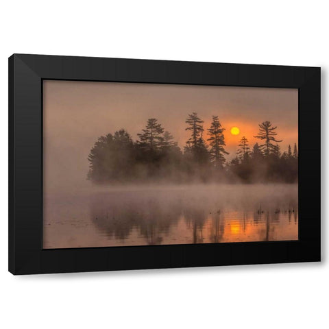 NY, Adirondack Mountains Sunset on Raquette Lake Black Modern Wood Framed Art Print with Double Matting by OBrien, Jay