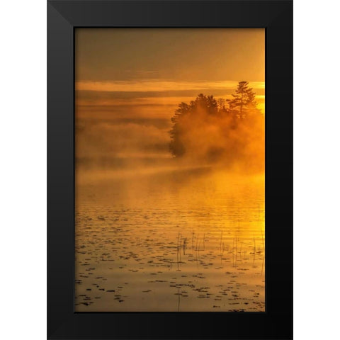 New York, Adirondack Mts Mist on Raquette Lake Black Modern Wood Framed Art Print by OBrien, Jay