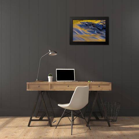 NY, Adirondacks Flowing water on Raquette Lake Black Modern Wood Framed Art Print by OBrien, Jay