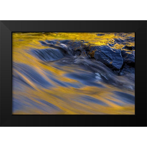 NY, Adirondacks Flowing water on Raquette Lake Black Modern Wood Framed Art Print by OBrien, Jay