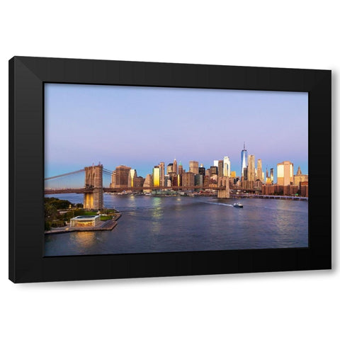 Manhattan-New York-USA Sunrise view of Manhattan and the Brooklyn Bridge Black Modern Wood Framed Art Print by Wilson, Emily M.