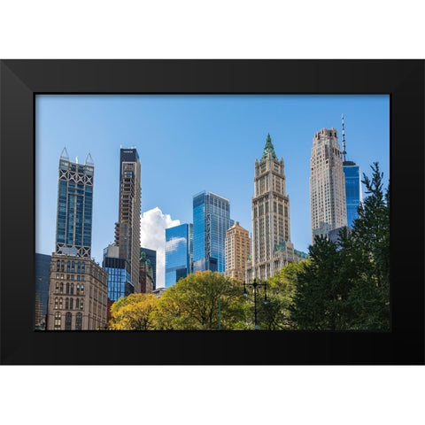 Manhattan-New York-USA Skyscrapers of Lower Manhattan Black Modern Wood Framed Art Print by Wilson, Emily M.