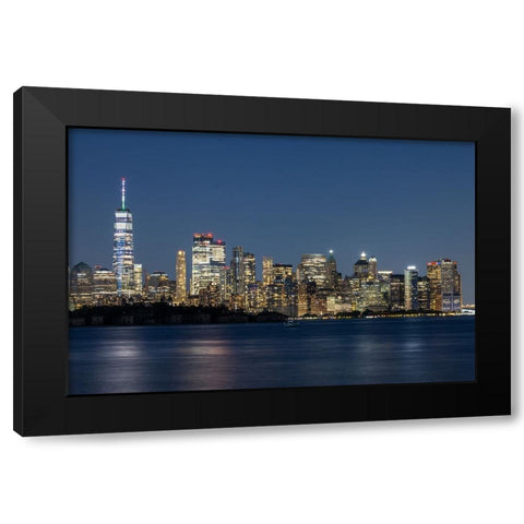 USA-New York New York City skyline at night Black Modern Wood Framed Art Print with Double Matting by Looney, Hollice