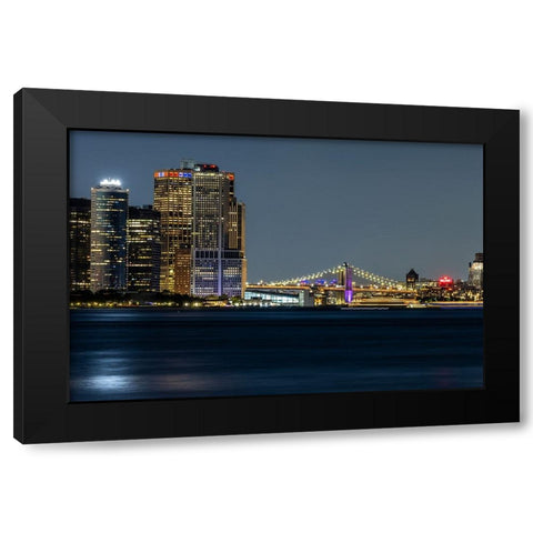 USA-New York New York City skyline at night Black Modern Wood Framed Art Print with Double Matting by Looney, Hollice