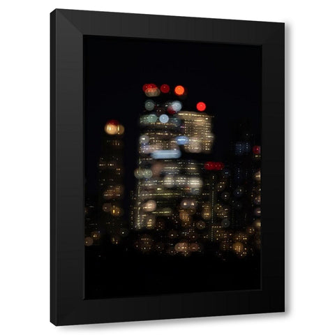 USA-New York New York City skyline at night double exposure Black Modern Wood Framed Art Print with Double Matting by Looney, Hollice