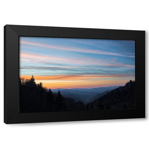 Sunrise-Oconaluftee River Valley-Great Smoky Mountains National Park-North Carolina Black Modern Wood Framed Art Print by Jones, Adam