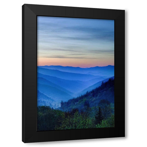 North Carolina Oconaluftee Overlook at sunrise Black Modern Wood Framed Art Print with Double Matting by Flaherty, Dennis