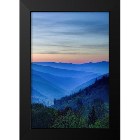 North Carolina Oconaluftee Overlook at sunrise Black Modern Wood Framed Art Print by Flaherty, Dennis