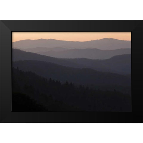 North Carolina Oconaluftee Overlook at sunrise Black Modern Wood Framed Art Print by Flaherty, Dennis