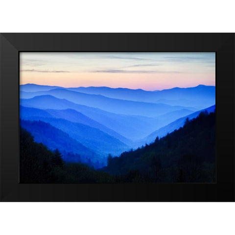 NC Sunrise at Oconoluftee Overlook Black Modern Wood Framed Art Print by Flaherty, Dennis