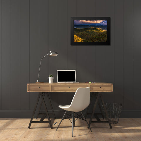 NC, Brevard Autumn landscape in Pisgah NF Black Modern Wood Framed Art Print by OBrien, Jay