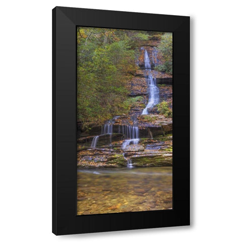 North Carolina, Great Smoky Mts Tom Branch Falls Black Modern Wood Framed Art Print by Paulson, Don