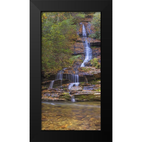 North Carolina, Great Smoky Mts Tom Branch Falls Black Modern Wood Framed Art Print by Paulson, Don