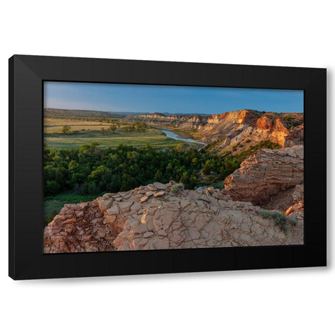 Red Cliffs above the Little Missouri River in the Little Missouri National Grasslands-North Dakota- Black Modern Wood Framed Art Print with Double Matting by Haney, Chuck