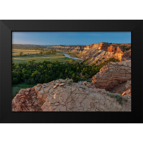 Red Cliffs above the Little Missouri River in the Little Missouri National Grasslands-North Dakota- Black Modern Wood Framed Art Print by Haney, Chuck