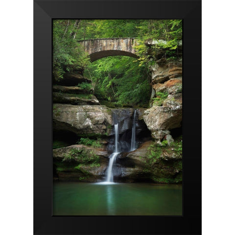 Old Mans Cave Upper Falls-Hocking Hills State Park-Ohio Black Modern Wood Framed Art Print by Majchrowicz, Alan