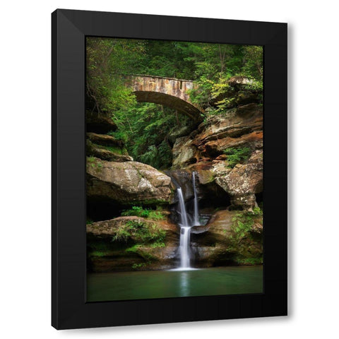 Old Mans Cave Upper Falls-Hocking Hills State Park-Ohio Black Modern Wood Framed Art Print by Majchrowicz, Alan