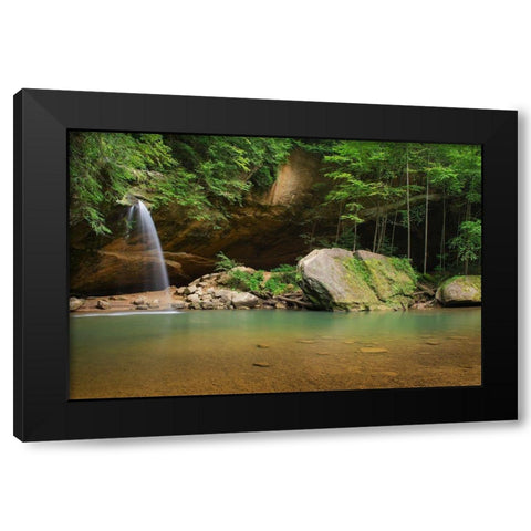 Old Mans Cave Lower Falls-Hocking Hills State Park-Ohio Black Modern Wood Framed Art Print with Double Matting by Majchrowicz, Alan