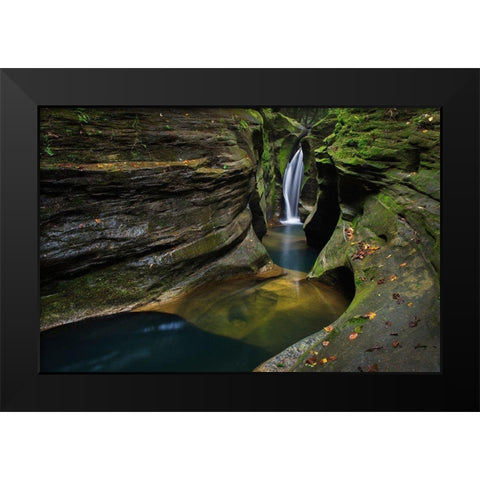 Robinson Falls-also known as Corkscrew Falls-carves through a small gorge of Black Hand Sandstone Black Modern Wood Framed Art Print by Majchrowicz, Alan