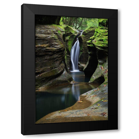 Robinson Falls-also known as Corkscrew Falls-carves through a small gorge of Black Hand Sandstone Black Modern Wood Framed Art Print with Double Matting by Majchrowicz, Alan