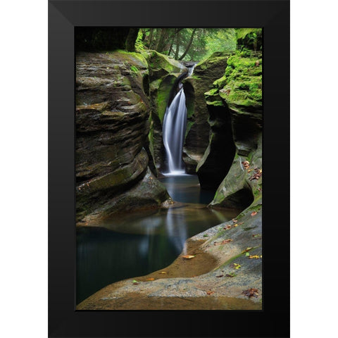 Robinson Falls-also known as Corkscrew Falls-carves through a small gorge of Black Hand Sandstone Black Modern Wood Framed Art Print by Majchrowicz, Alan