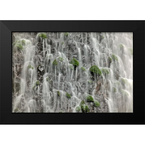 Waterfall close-up-Columbia River Gorge-Oregon Black Modern Wood Framed Art Print by Jones, Adam