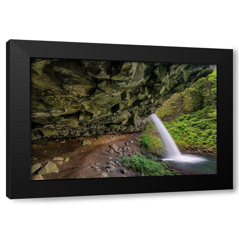 Ponytail Falls-Columbia River Gorge-Oregon Black Modern Wood Framed Art Print with Double Matting by Jones, Adam