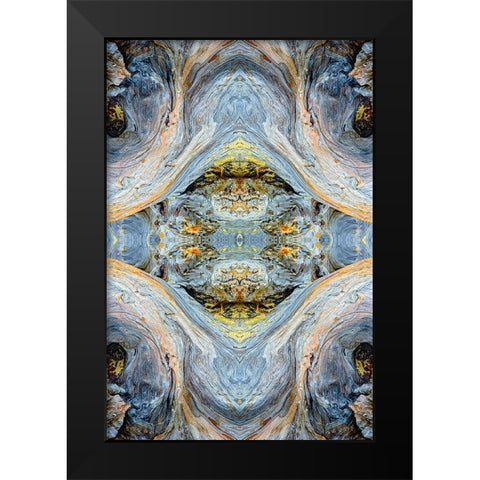 Abstract pattern in driftwood-Bandon Beach-Oregon Black Modern Wood Framed Art Print by Jones, Adam